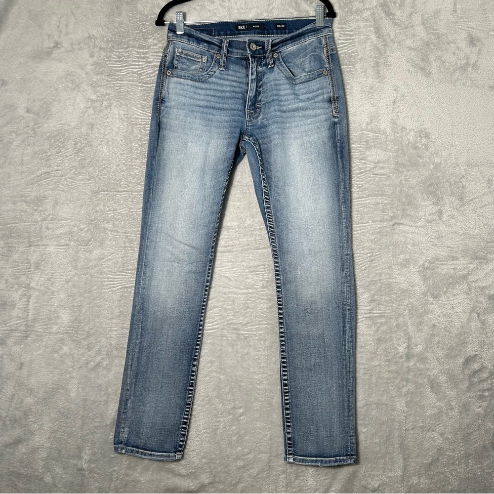 BKE Mason Jeans Mens 30x32 (29X31) Blue Denim Tapered Stretch Regular Fit Zip Up